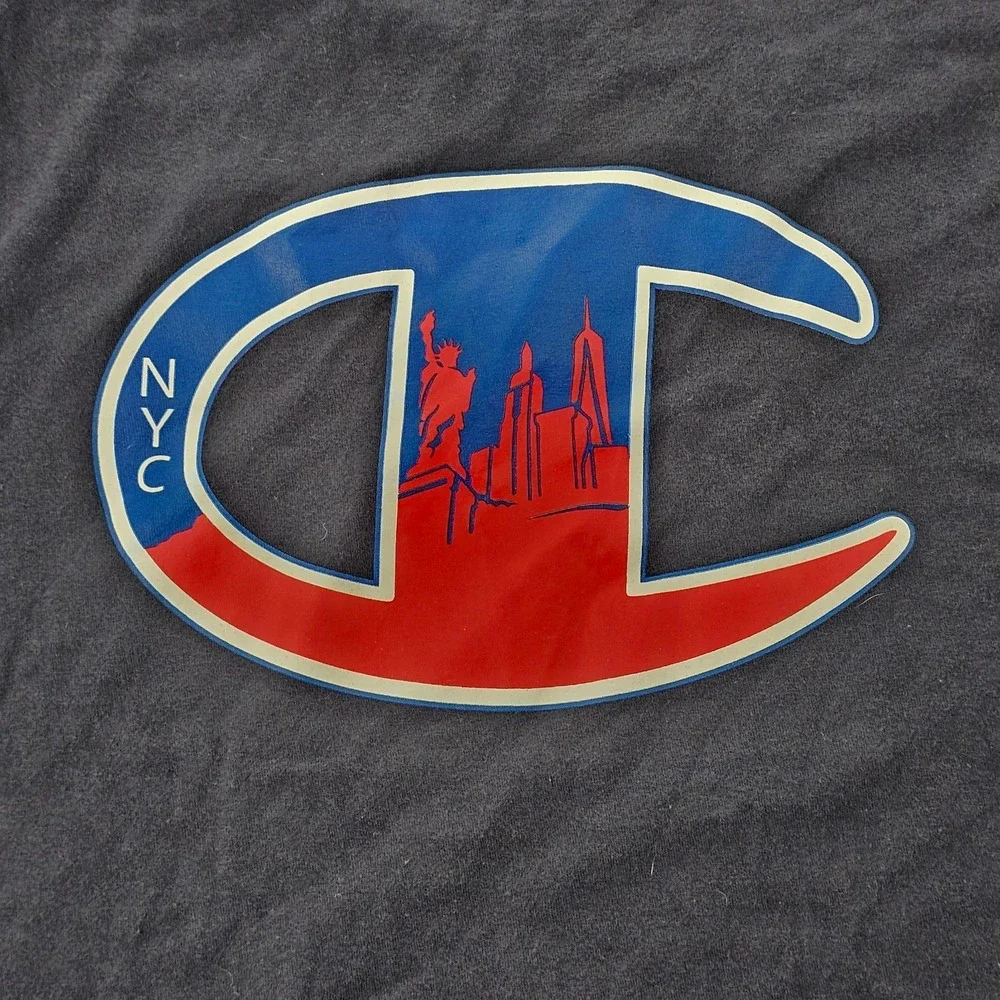 Champion New York City Blue Short Sleeve Cotton T-Shirt Men's M - Picture 3 of 9
